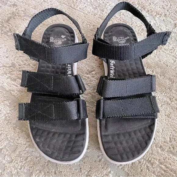 Dr. Martens Unisex Fusion 3 Maldon Strap Sandals SoftWair Strappy Black White - Picture 1 of 8